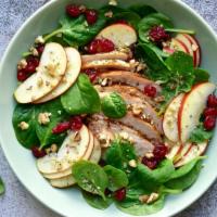 Apple Cranberry Walnut Salad · Fresh green salad prepared with spring mix, cranberry, diced apples, feta cheese, and walnut...