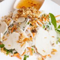 Chicken Salad | Gỏi Gà · Chicken, cabbage, daikon, carrots, cilantro, onions, dried onions, peanuts, chili, house dre...