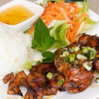 Grilled Chicken | Gà Nướng · Grilled chicken with a choice of base, lettuce, cucumber, daikon, carrots, green onions.