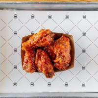 Chicken Wings · Served with your choice of buffalo, BBQ for sweet crunchy chili garlic sauce.