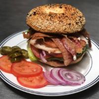 Turkey & Bacon Sandwich · Mayonnaise, lettuce, tomato, spinach, and swiss cheese. With Bagel, Bread, Baguette, English...