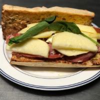 Prosciutto Sandwich · Mustard, apple, spinach, and feta cheese. With Bagel, Bread, Baguette, English Muffin, or Cr...