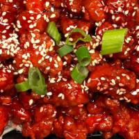 Sesame Chicken (Lunch) · Served in a sweet sauce served with sesame seeds.