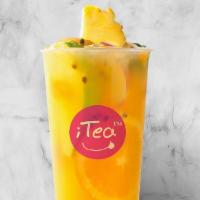 P1. Super Fruit Tea 超級水果茶 · Comes with Pineapple, Passion Fruit, Apple, Lime, and Orange (181 calories to 262 calories).