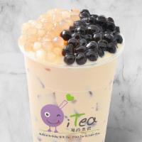 C6. Panda Milk Tea熊貓奶茶 · Comes with Boba and Agar Boba (210 calories to 333 calories).