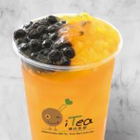 D5. Passion Fruit Green Tea百香果綠茶 · Comes with Boba and Passion Jelly (170 calories to 229 calories).