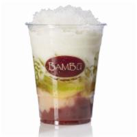 Awesome Trio · Red, white and mung beans; taro, pandan jelly, coconut milk. 490 cal.