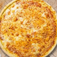 Vegan Cheese Pizza · Tomato sauce and vegan cheese.