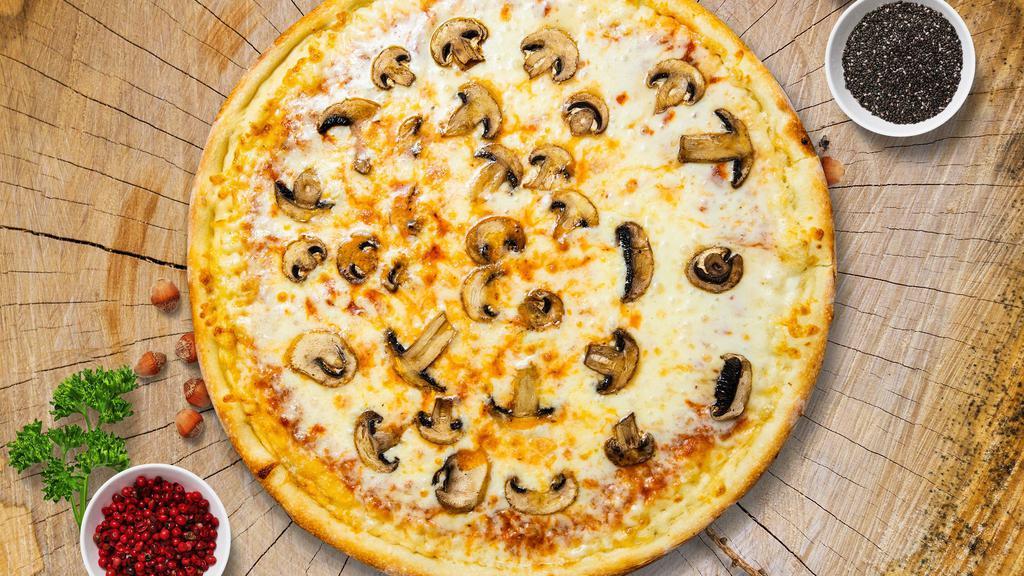 Mushroom Pizza · Mushrooms with tomato sauce and fresh mozzarella.