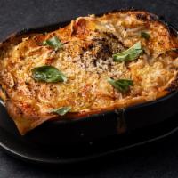 Lasagna · Impossible Bolognese, Macadamia ricotta, alfredo, Pomodoro
