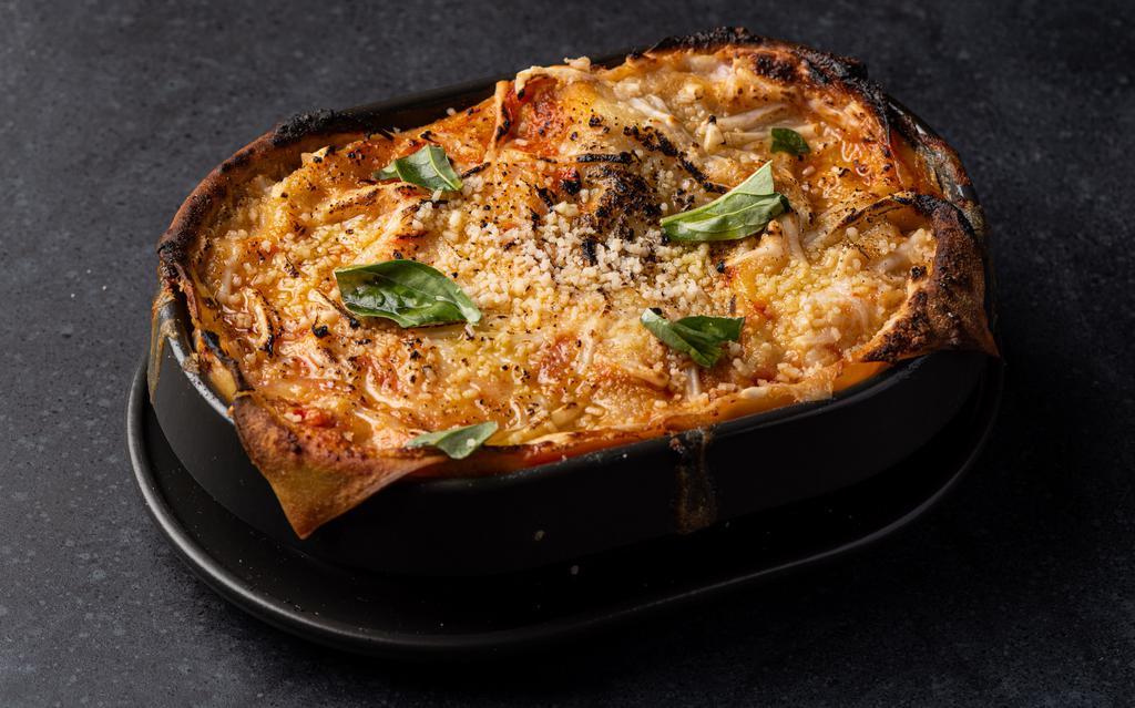 Lasagna · Impossible Bolognese, Macadamia ricotta, alfredo, Pomodoro