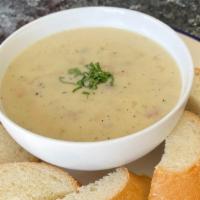 Soup · Changes weekly, contact us for available flavor. Your choice of bread.