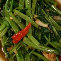 Stir Fried Seasonal Vegetable (pad pak) · we doing ong choy (water spinach) with garlic soy