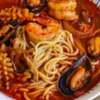 Jjampong Seafood Ramen · Choose regular spicy or extra spicy. you can substitute rice instead of ramen