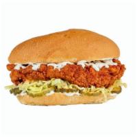 Nashville Hotbird®  · Nashville Hot Crispy Chicken, classic slaw, dill pickles, mayo, Greek Yogurt Ranch