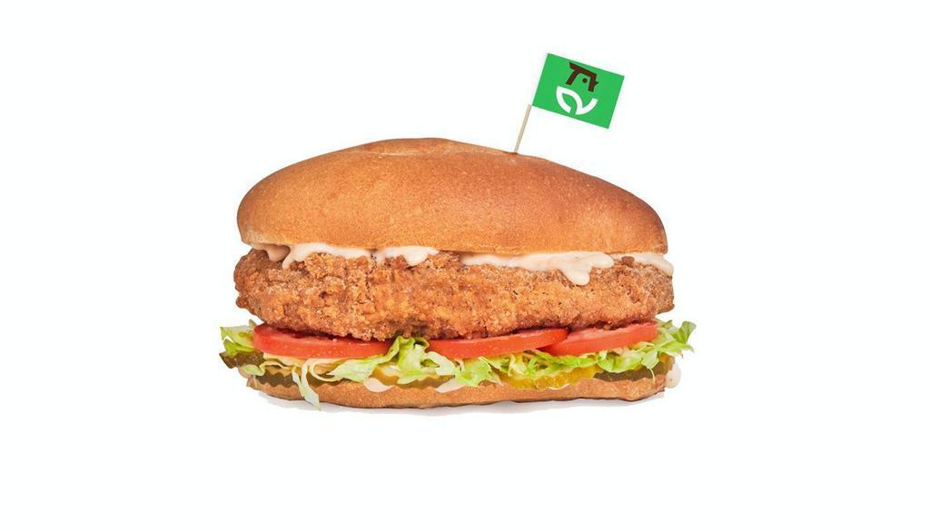 Gardenbird® · Plant-Based Crispy Chicken, sliced tomato, classic slaw, dill pickles, Star Sauce