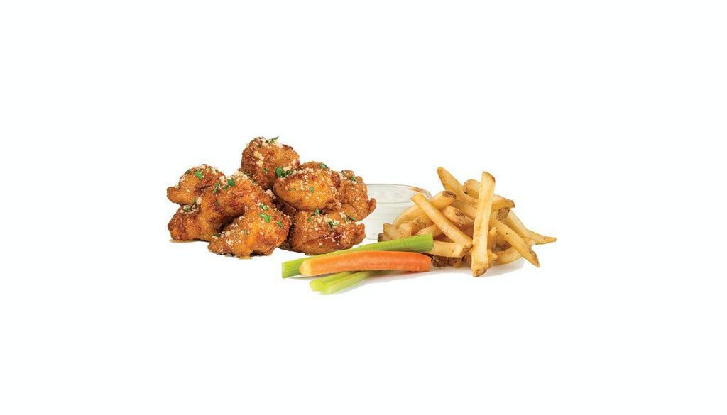 8 Boneless Wing Combo · 8 boneless wings, a choice of 2 flavors, 2 house-made sauces, fries and carrots and celery.