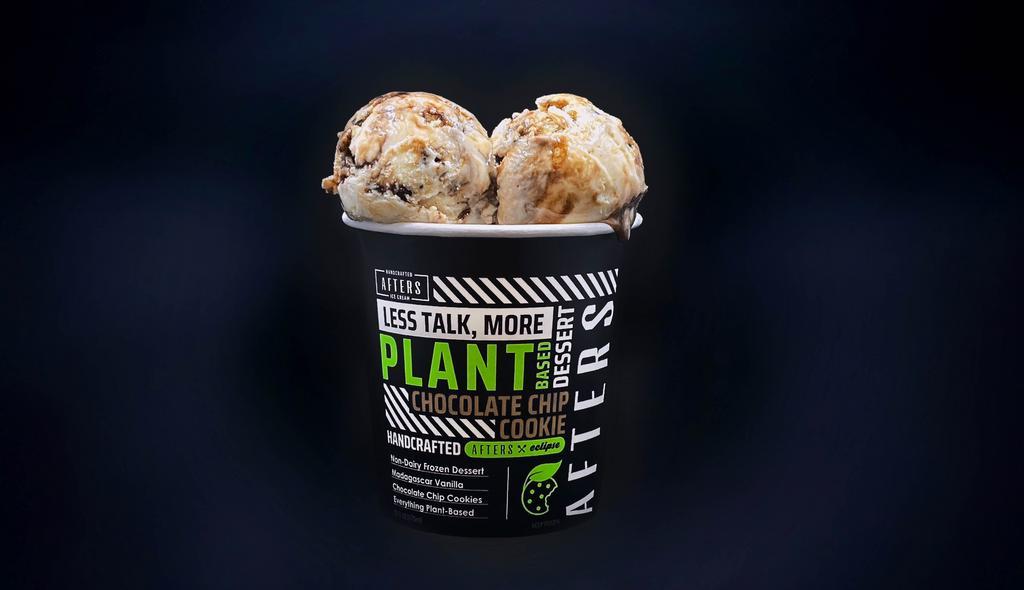 Chocolate Chip Cookie Pint · Plant-based Chocolate chip cookie dough with Afters plant-based chocolate chip cookies, chocolate chips, and chocolate swirl.