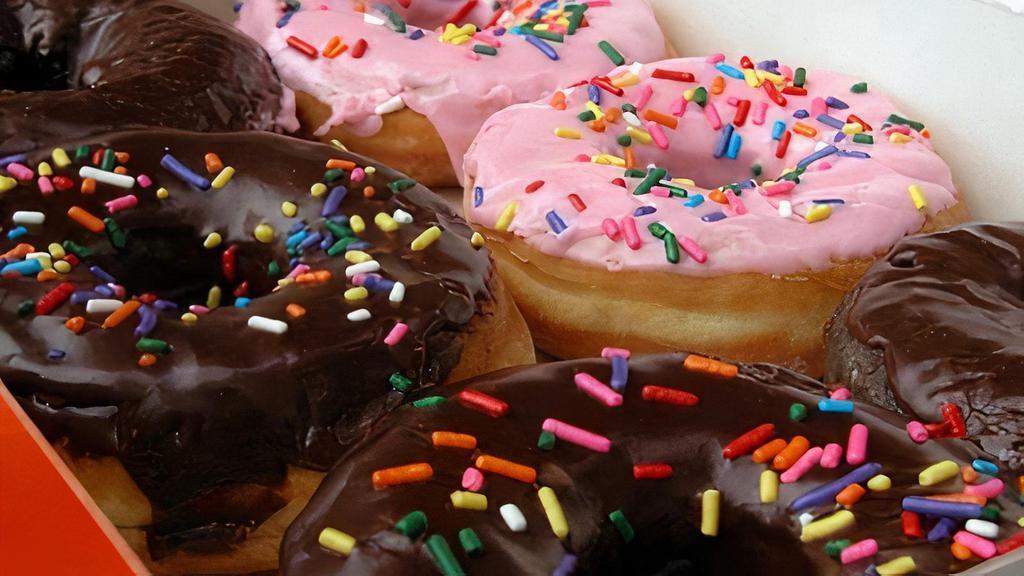 Dozen Regular Donuts · Twelve regular donuts, with selection of raised, old fashion and cake. We reserve the rights to replace donuts if they are unavailable.