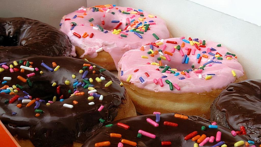 Regular Dozen Donuts · Twelve regular donuts, with selection of raised, old fashion and cake. We reserve the rights to replace donuts if they are unavailable.