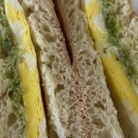 breakfast sandwich ( pesto) · egg pesto cheese on english muffin