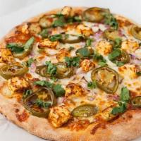 Vijayawada Paneer Pizza · Vijayawada sauce, paneer, red onion, jalapenos, and fresh cilantro.