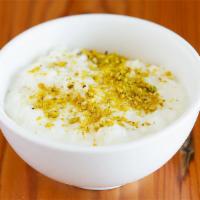 Rice Pudding · Mediterranean style rice pudding .  Made of whole milk,  little rice, and orange blossom syr...