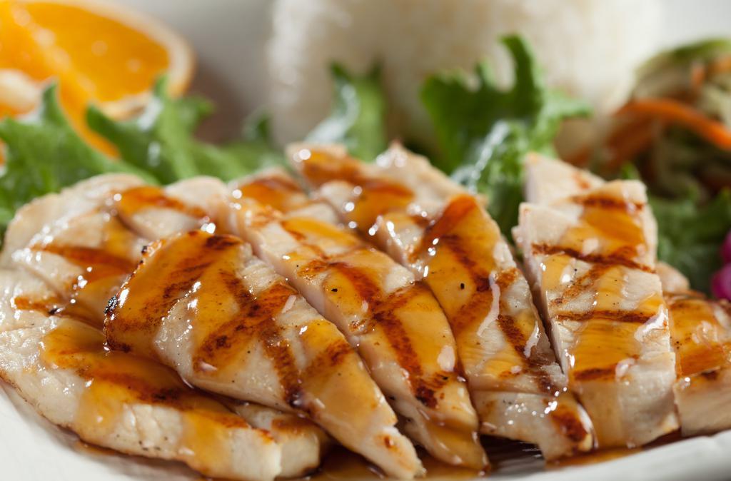 Chicken Teriyaki  (1.2.) · Charbroiled & drizzled with teriyaki sauce served with rice, salad & miso soup.