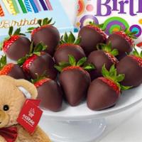 Sweet Birthday Bundle · (12) Semi Sweet Chocolate Dipped Strawberries
(1) Happy Birthday Sleeve
(1) Happy Birthday B...