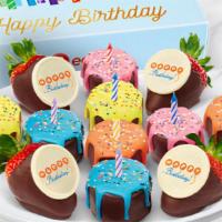Birthday Pineapple Drip Cakes® & Berries · (4) Semi Sweet Chocolate Dipped Strawberries w/ Happy Birthday Sentiments
(8) Semi Sweet Cho...