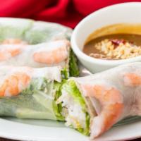 128. Gỏi Cuốn Chay / Vegetarian Spring Rolls · Bean sprouts, soy bean cake, lettuce, rice noodle & mint leaves, wrapped in rice paper serve...