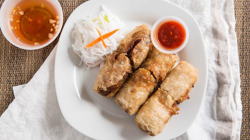 3. Cha Gio (Summer Rolls) (3 Pcs) · Deep fried roll has minced pork and shrimps, woodear mushrooms, taro roots, jicama and shredded carrots.