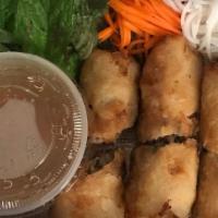 50. Cha Gio Chay (Vegetarian Imperial Rolls) (3 Pcs) · Veggie. Fried. Deep fried roll with minced taro roots, yellow bean, tofu, mushroom and carrot.