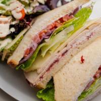 49ers · Oven baked turkey, swiss, cranberry sauce, mayo, red onion, tomato, and romaine lettuce on s...