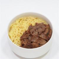 Bbq Beef Ramen · Served with fish cake and green onions. 480 cal.