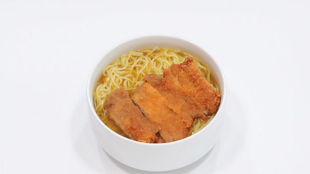 Chicken Katsu Saimin · Saimin noodles from Hawaii. Served with Our Specially Prepared Soup with a side of Chicken Katsu.