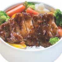 BBQ Chicken Bowl · BBQ Chicken Served with Steamed White Rice and Mixed Steamed Vegetables