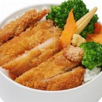Chicken Katsu Bowl · Chicken Katsu Served with Steamed White Rice and Mixed Steamed Vegetables