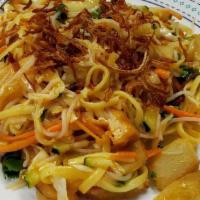 11. Rainbow Salad · Cabbage, rice noodle, egg noodle, cucumber, carrot, cilantro, fried potato, fried tofu, red ...