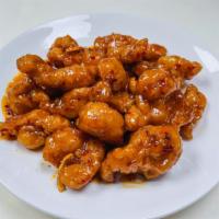 Orange Chicken · Hot and spicy. Deep fried chicken with orange peel in our sweet and spicy sauce.