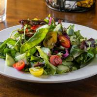 Mixed Greens Salad · With a choice of balsamic vinaigrette, honey mustard, ranch or bleu cheese dressing.