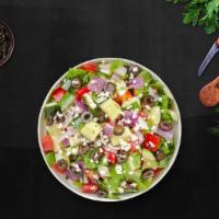 Meet & Greek Salad · Mixed green, baby spinach, grape tomato, mixed bell pepper, red onion, cucumber, black olive...