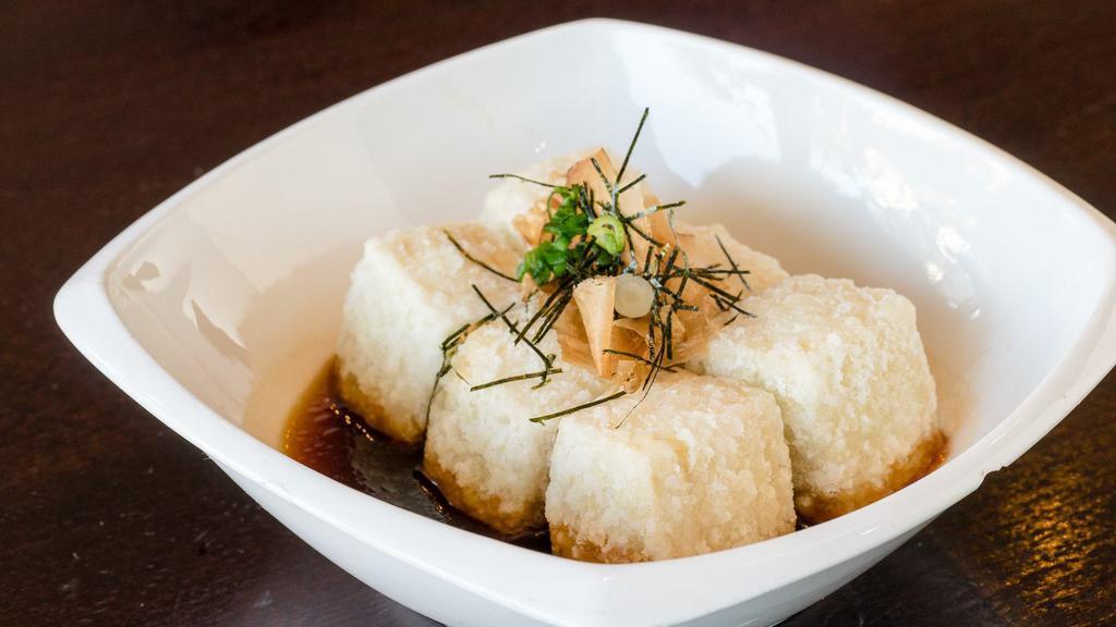 Agedashi Tofu · Deep fried tofu with dashi sauce(*Bonito flake).