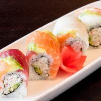 Rainbow Roll · Four different kinds of fish, crab salad, avocado.