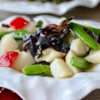 Chinese Yam Stir Fry 木耳山药 · Fresh Chinese yam, a light, crisp, and crunchy vegetable, stir fried with wood ear mushrooms...