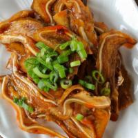 🆕 Pig's Ear 豬兒 · Marinated and sliced pig's ear with cilantro. Available in chili oil, hot and spicy, and gar...