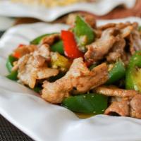 Hunan Stir Fry 湖南小炒 · Your choice of meat, stir fried with jalapeno, black bean sauce, and spicy seasoning.
