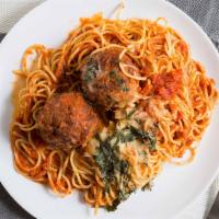 Spaghetti with Meatballs · marinara, beef & pork meatballs