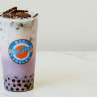 Taro Monster · Taro flavored sweet milk topped with Oreo cookies. 

*BOBA NOT INCLUDED