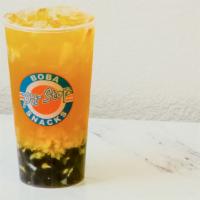 Pineapple Black Tea · Pineapple flavored black tea with real pineapple bits.

*BOBA NOT INCLUDED